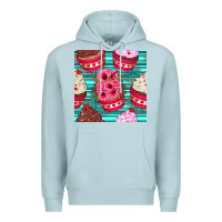 Blue Mist valentines day flower cupcakes and serape seamless pattern Premium Hoodie - BundleAndBundleShop