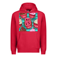 Cardinal valentines day flower cupcakes and serape seamless pattern Premium Hoodie - BundleAndBundleShop