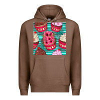 Chestnut valentines day flower cupcakes and serape seamless pattern Premium Hoodie - BundleAndBundleShop