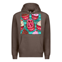 Coffee valentines day flower cupcakes and serape seamless pattern Premium Hoodie - BundleAndBundleShop