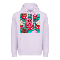Lilac valentines day flower cupcakes and serape seamless pattern Premium Hoodie - BundleAndBundleShop