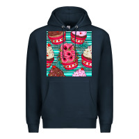 Navy valentines day flower cupcakes and serape seamless pattern Premium Hoodie - BundleAndBundleShop