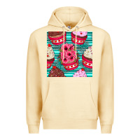 Pina Colada valentines day flower cupcakes and serape seamless pattern Premium Hoodie - BundleAndBundleShop