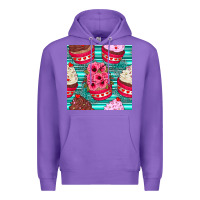 Purple valentines day flower cupcakes and serape seamless pattern Premium Hoodie - BundleAndBundleShop