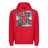 Red valentines day flower cupcakes and serape seamless pattern Premium Hoodie - BundleAndBundleShop