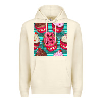 Sandshell valentines day flower cupcakes and serape seamless pattern Premium Hoodie - BundleAndBundleShop