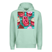 Seafoam valentines day flower cupcakes and serape seamless pattern Premium Hoodie - BundleAndBundleShop