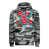 Slate Camo valentines day flower cupcakes and serape seamless pattern Premium Hoodie - BundleAndBundleShop