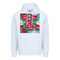 White valentines day flower cupcakes and serape seamless pattern Premium Hoodie - BundleAndBundleShop