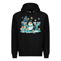 Black cute coffeecup snowmanand joy Premium Hoodie - AdoDesignShop
