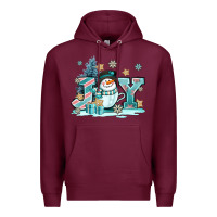 Burgundy cute coffeecup snowmanand joy Premium Hoodie - AdoDesignShop