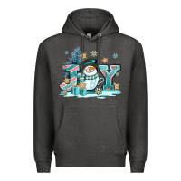 Charcoal Heather cute coffeecup snowmanand joy Premium Hoodie - AdoDesignShop
