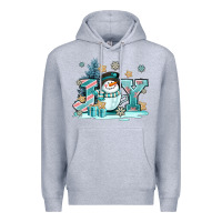 Heather Grey cute coffeecup snowmanand joy Premium Hoodie - AdoDesignShop