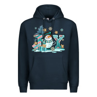 Navy cute coffeecup snowmanand joy Premium Hoodie - AdoDesignShop