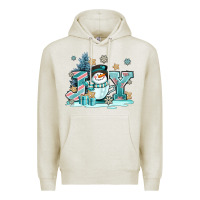 Oatmeal Heather cute coffeecup snowmanand joy Premium Hoodie - AdoDesignShop