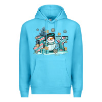 Ocean Blue cute coffeecup snowmanand joy Premium Hoodie - AdoDesignShop