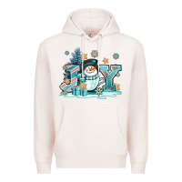 Pale Pink cute coffeecup snowmanand joy Premium Hoodie - AdoDesignShop