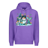 Purple cute coffeecup snowmanand joy Premium Hoodie - AdoDesignShop
