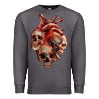 Charcoal Heather Heart Skulls Premium Sweatshirt - RanaPortraitStore
