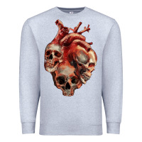 Heather Grey Heart Skulls Premium Sweatshirt - RanaPortraitStore