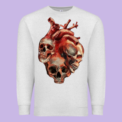 Premium Sweatshirt Heart Skulls