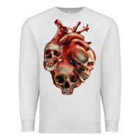 Oatmeal Heather Heart Skulls Premium Sweatshirt - RanaPortraitStore