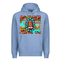 Colony Blue football leopard turquoise gemstone sunflower Premium Hoodie - JahusDesignShop
