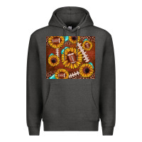 Charcoal Heather football leopard sunflower Premium Hoodie - JahusDesignShop