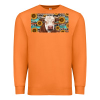 Carrot Heifer With Sunflower And Serape Premium Sweatshirt - RanaPortraitStore