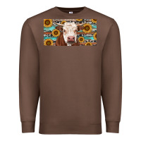 Chestnut Heifer With Sunflower And Serape Premium Sweatshirt - RanaPortraitStore