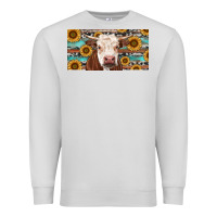 Dove Grey Heifer With Sunflower And Serape Premium Sweatshirt - RanaPortraitStore