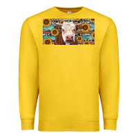 Lemon Heifer With Sunflower And Serape Premium Sweatshirt - RanaPortraitStore