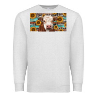 Oatmeal Heather Heifer With Sunflower And Serape Premium Sweatshirt - RanaPortraitStore