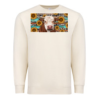 Sandshell Heifer With Sunflower And Serape Premium Sweatshirt - RanaPortraitStore