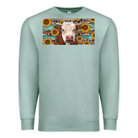 Seafoam Heifer With Sunflower And Serape Premium Sweatshirt - RanaPortraitStore
