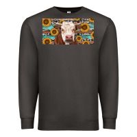 Smoke Heifer With Sunflower And Serape Premium Sweatshirt - RanaPortraitStore