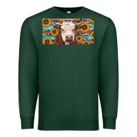 Sports Green Heifer With Sunflower And Serape Premium Sweatshirt - RanaPortraitStore