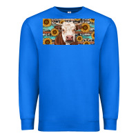 True Royal Heifer With Sunflower And Serape Premium Sweatshirt - RanaPortraitStore