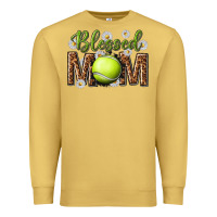 Antique Gold blessed mom with tennis and daisy Premium Sweatshirt - texasbilliewilder