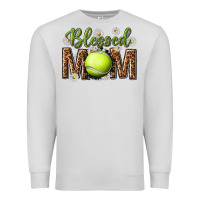 Dove Grey blessed mom with tennis and daisy Premium Sweatshirt - texasbilliewilder