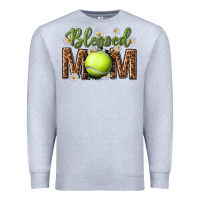 Heather Grey blessed mom with tennis and daisy Premium Sweatshirt - texasbilliewilder