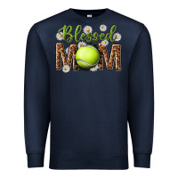 Navy blessed mom with tennis and daisy Premium Sweatshirt - texasbilliewilder