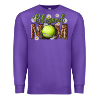 Purple blessed mom with tennis and daisy Premium Sweatshirt - texasbilliewilder