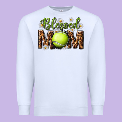 Premium Sweatshirt blessed mom with tennis and daisy