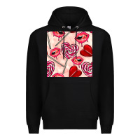 Black valentines day lollipops and lips seamless pattern Premium Hoodie - BundleAndBundleShop