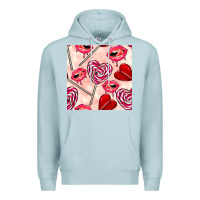 Blue Mist valentines day lollipops and lips seamless pattern Premium Hoodie - BundleAndBundleShop