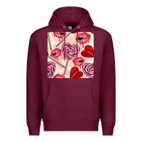 Burgundy valentines day lollipops and lips seamless pattern Premium Hoodie - BundleAndBundleShop
