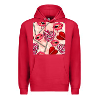 Cardinal valentines day lollipops and lips seamless pattern Premium Hoodie - BundleAndBundleShop