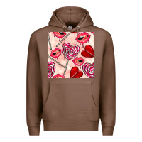 Chestnut valentines day lollipops and lips seamless pattern Premium Hoodie - BundleAndBundleShop