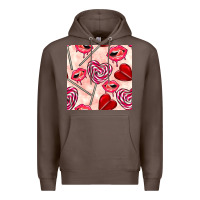 Coffee valentines day lollipops and lips seamless pattern Premium Hoodie - BundleAndBundleShop